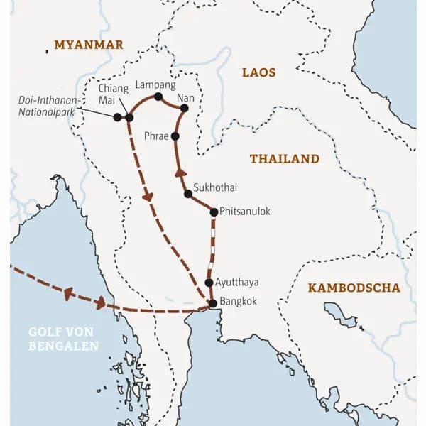 Erleben Sie auf dieser 14-tägigen Marco Polo Reise in der Mini-Gruppe Nordthailand mit Stationen in Bangkok, Ayutthaya, Sukhothai, Nan, Lampang und Chiang Mai.