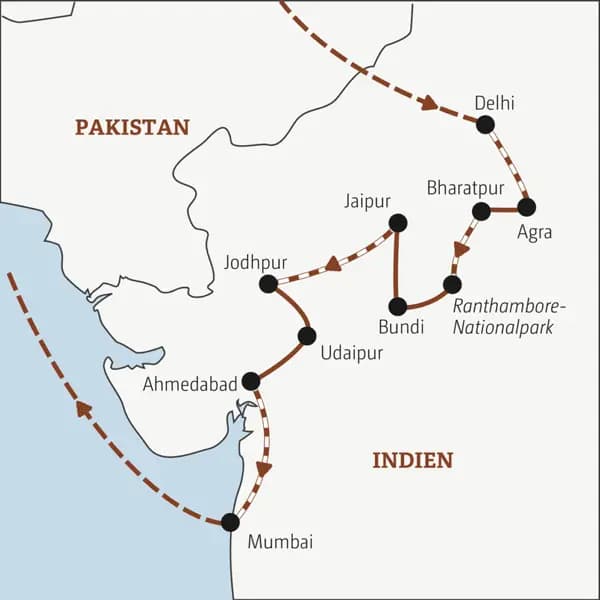 Auf dieser YOUNG LINE Reise durch Indien lernen die jungen Traveller zwischen 20 und 35 Jahren Delhi, den Wüstenstaat Rajasthan und Mumbai kennen.