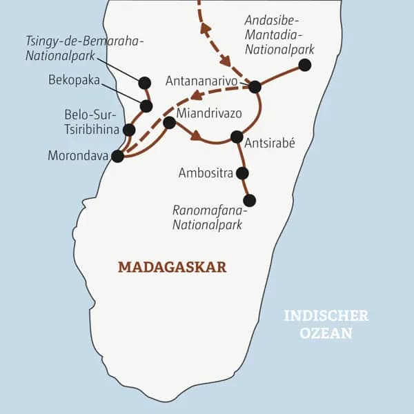 Auf dieser Rundreise mit YOUNG LINE  durch die Tropeninsel Madagaskar besuchen junge Singles in der Gruppe zahlreiche Nationalparks.