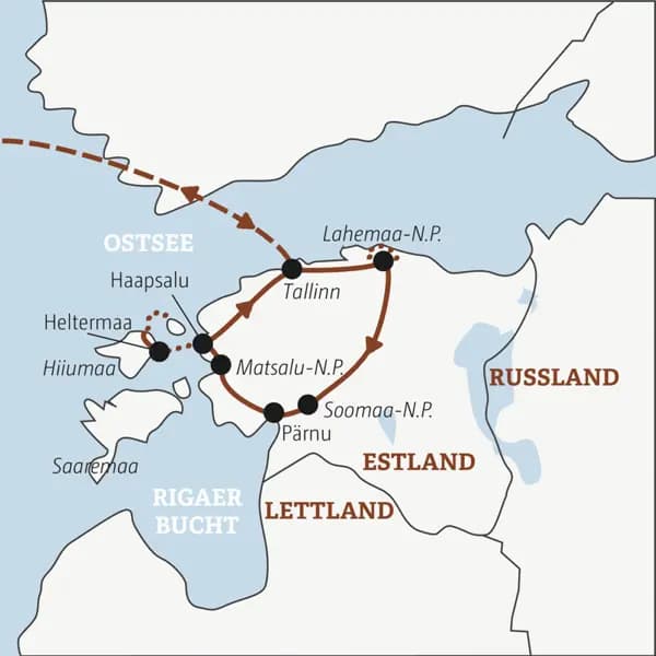 Die Rundreise mit YOUNG LINE durch Estland führt dich von Tallinn zum Lahemaa-Nationalpark, zum Soomaa-Nationalpark, zum Matsalu-Nationalpark, nach Hiiumaa und zurück nach Tallinn.